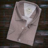 Linen Keten Klasik Kısa Kollu Camel Erkek Gömlek (Regular Kalıp)