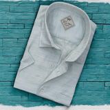 Linen Keten Klasik Kısa Kollu Erkek Gömlek (Regular Kalıp) - XL - Taş Rengi