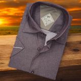 Linen Keten Klasik Kısa Kollu Kahverengi Erkek Gömlek (Regular Kalıp) - 3XL