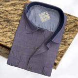 Linen Keten Klasik Kısa Kollu Lavanta Erkek Gömlek (Regular Kalıp) - 4XL - Mor
