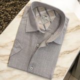 Linen Keten Klasik Kısa Kollu Vizon Erkek Gömlek (Regular Kalıp) - 2XL