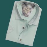 Linen Keten Klasik Mint Kısa Kollu Erkek Gömlek (Regular Kalıp) - Mint Yeşili