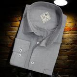 Linen Keten Klasik Uzun Kollu Desenli Vizon Erkek Gömlek (Regular Kalıp) - XL