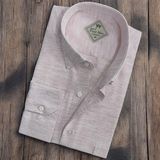 Linen Keten Klasik Uzun Kollu Ekru Erkek Gömlek (Regular Kalıp)