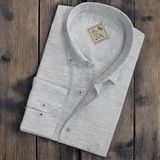 Linen Keten Klasik Uzun Kollu Gri Erkek Gömlek (Regular Kalıp)