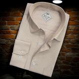 Linen Keten Klasik Uzun Kollu Krem Erkek Gömlek (Regular Kalıp) - 2XL