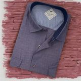 Linen Keten Klasik Uzun Kollu Mürdüm Çift Cepli Erkek Gömlek (Regular Kalıp)