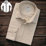 Linen Keten Klasik Uzun Kollu Terletmeyen Krem Erkek Gömlek (Regular Kalıp) - XL