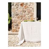 Linen Keten Masa Örtüsü Kirik Beyaz/Siyah Çizgili 150x250