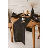 Linen Mood Premium Siyah Renk Linen Keten Runner 40 X 150cm