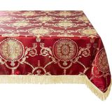 Linen Prestige Damask Tasarım Masa Örtüsü Bordo 132 Cm X 177 Cm Dikdörtgen/Dikdörtgen