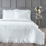 Linens Bsp Çift Kişilik Yatak Örtüsü Seti Beyaz Pamuk Polyester Kumaş ile Modern Tema - 240 x 230 cm