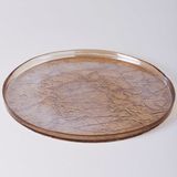 Linens Gleam Cam 32 cm Supla Amber Şeffaf Kahve Renkli Desenli Servis Tabakları
