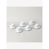 Linens Javed Porselen 6'lı 90 ml Kahve Fincan Seti Beyaz-Gümüş