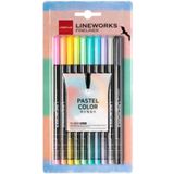 Lineplus 10'lu Lineworks Fineliner Pastel Renkler Keçeli Kalem