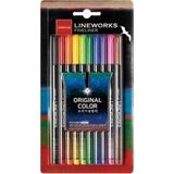 Lineplus Lineworks Fineliner 10 Renk Kalem Seti 0.5mm 1 Paket 10 Renk Keçe Uçlu Kalem - Renkli