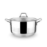 Lines 22 cm Oscar Metal Kulp Cam Kapak Derin Çelik Tencere