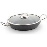 Lines Menemen Aşkı Cam Kapaklı 26 cm Siyah Granit Tava