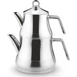 Lines Naz Gümüş Metal Kulp Kendinden Süzgeçli Çelik Çaydanlık Mini Boy