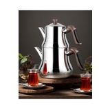 Lines Naz Kristal Serisi Çelik Çaydanlık Aile Boy -demlik 1,20 Litre Suluk 2,65 Litre