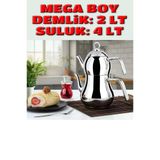 Lines Şahmeran Paslanmaz Çelik Çaydanlık Takımı Metal Kulp Mega Boy 3011