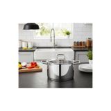 Lines Silver Derin 24 X 14 Düz Çelik Tencere Gümüş Kulp C-0005-1