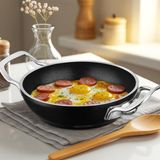 Lines Titanyum Sahan Siyah Metal Kulp – Yapışmaz Kaplama, Dayanıklı, Kolay Temizlik - 22 CM