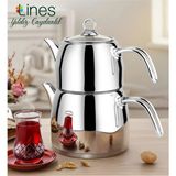Lines Yıldız Paslanmaz Çelik Çaydanlık Metal Kulp - Orta Boy