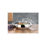 Lines Zeycan 26 Cm Basık Küre Çelik Tencere Metal Kulp - 2 Prç.- Cam Kapak