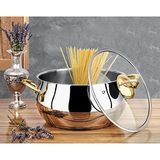 Lines Zeycan Derin Küre Çelik Tencere Metal Kulp - 2 Prç.- Cam Kapak (28 Cm)