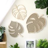 Lineshading 3 Adet Ahşap Rattan Palmiye Ağacı Duvar Dekoru Monstera yaprağı Ahşap Duvar Sanatı Boho Kreş Duvar Dekoru Tropikal Bitki Rattan Ev Banyo Kreş Dekoru için Duvar Dekoru (Monstera Yaprak)