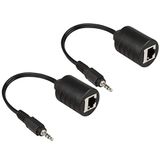 LINESO Cat5 ve Cat6 Kablo Üzerinden RJ45 Dişi Uzatma Cihazı (2X 3,5 mm - RJ45 Dişi)