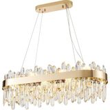Linfred Yemek Masası Üstü Sıralı Gold Kristal Taşlı Modern Salon Avize - 8