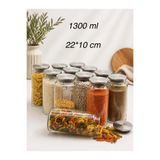 LİNGO HOME 12 Adet 1300 cc -Paslanmaz Vakumlu Metal Kapaklı Kavanoz-Saklama Kabı - Etiket Hediyeli