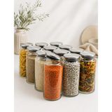 Lingo Home 12 Adet 1300 Ml. Vakumlu Metal Kapaklı Cam Kavanoz Bakliyatlık Erzak Saklama Kabı - 079 Buz Beyazı - renk
