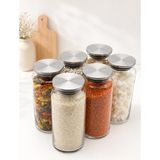 Lingo Home 6 Adet 1300 Ml. Bakliyat Saklama Cam Kavanoz Bakliyat - Erzak Saklama Kabı- 22 Cm* 10CM-PASLANMAZ Vakunlu Kapak - 001 - Beyaz - 1,3 lt