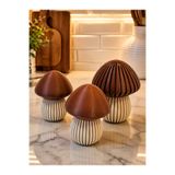 Linia Home Dekoratif Mantar Biblo Seti 3’lü Kahverengi Krem Modern Ev Dekorasyonu