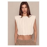 Linich&Co Kadın Dökümlü Luxury Collection Vatkalı Kolsuz Şık Crop Bluz 9418
