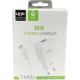 Link Tech T443E Strong Çevre Dostu 18W Hızlı Tip-C Kablolu Şarj Aleti - Beyaz - Siyah