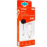 Linkage 38W/6A Araç Çakmaklık Hızlı Şarj Aleti Type-C ve USB Girişli Type-C To Type-C Kablo - Beyaz