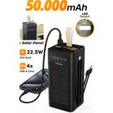Linkage Lkp-47 50000MAH Solar Powerbank | Güneş Enerjili Taşınabilir Şarj Aleti | LCD Ekranlı, Çoklu Giriş & Çıkışlı, Kamp Işıklı - Siyah