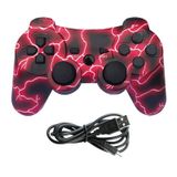 Linkshare wireless controller for ps3, double vibration bluetooth gamepad remote for playstation 3 with Charging Cord (electric red)