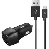 Linktech C491 Araç Şarj Aleti ve Micro USB Kablo Set 2.4A Çift Girişli LCH-C491 - Siyah