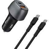Linktech C499 43W Araç Şarj Aleti 2x USB Type-C To Type-C Kablo Set - Siyah