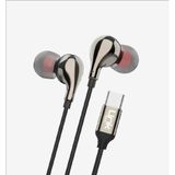 Linktech E84 Type-C HD Ses Siyah Metal Kulak İçi Kablolu Kulaklık