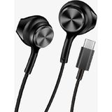 Linktech Ekstra Bass Kablolu Kulaklık , Linktech H75 Siyah Type-C Mikrofonlu Metal Kablolu Kulaklık , Premium Type-C Kablolu Kulaklık