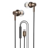 Linktech H72 Ekstra Bass Type-C Kablolu Kulak İçi Kulaklık kahverengi