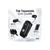 Linktech Makaralı Bluetooth Kulaklık V83 Led Ekranlı Kulaklık 20 Saat Kesintisiz Kullanım - Siyah