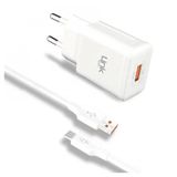 Linktech S661 Premium 12W Beyaz 2.4A QC3.0 Micro USB Otomatik Akıllı Şarj Aleti