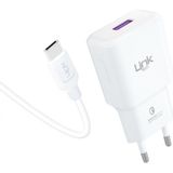 Linktech T443E Strong 18W Qc3.0 Hızlı Şarj Aleti Type-C Kablo Set - Siyah